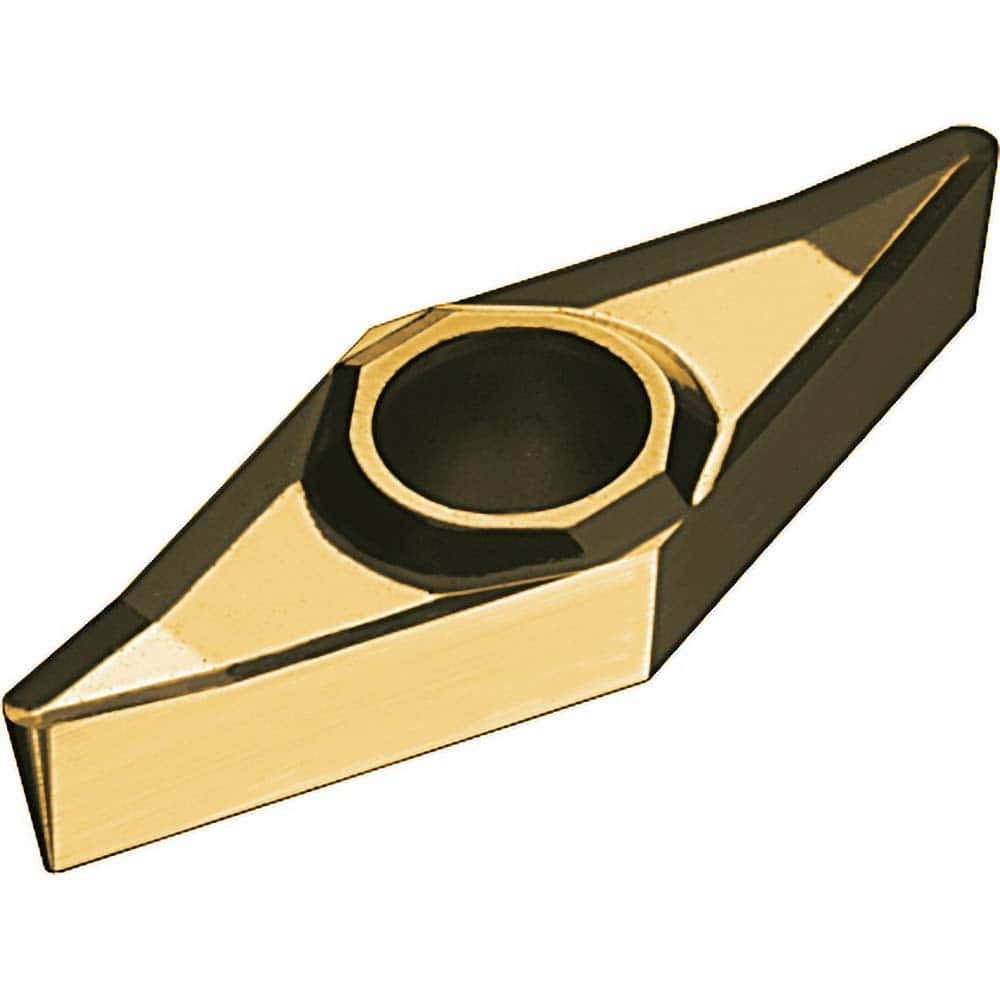 VCGT1.21.502FNALU AT10 Carbide Turning Insert Neutral, 6.92mm Long, 3.97mm Inscribed Circle, 0.05mm Corner Radius, 2.38mm Thick, 35° Diamond