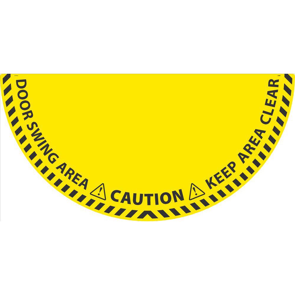 NMC - Adhesive Backed Floor Signs; Message Type: Workplace/Safety ; Graphic Type: Doorway ; Message or Graphic: DOOR SWING AREA, KEEP AREA CLEAR ; Legend: DOOR SWING AREA, KEEP AREA CLEAR ; Color: Yellow; Black ; Special Color Properties: No Special Colo - Exact Industrial Supply