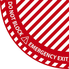 NMC - Adhesive Backed Floor Signs; Message Type: Exit, Entrance & Directional ; Graphic Type: Doorway ; Message or Graphic: EMERGENCY EXIT, DO NOT BLOCK ; Legend: EMERGENCY EXIT, DO NOT BLOCK ; Color: Red; White ; Special Color Properties: No Special Col - Exact Industrial Supply