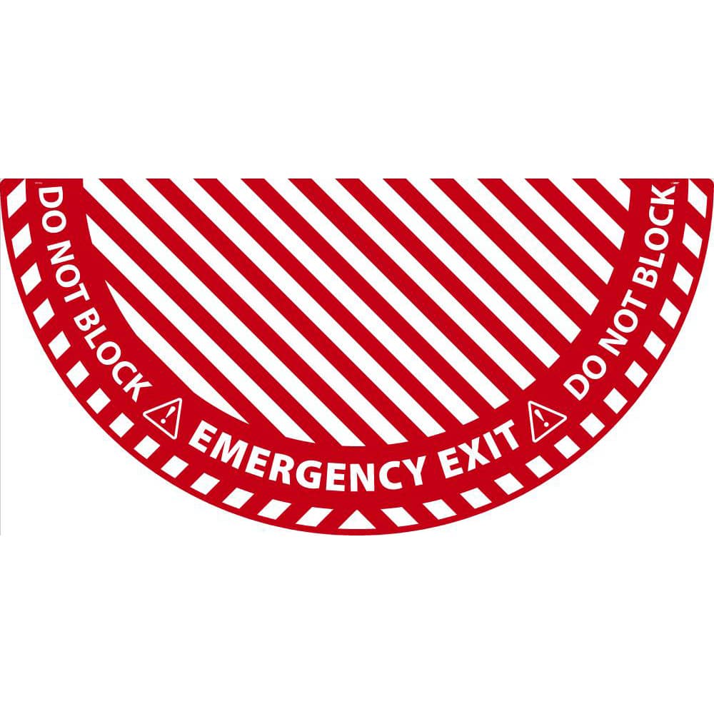 NMC - Adhesive Backed Floor Signs; Message Type: Exit, Entrance & Directional ; Graphic Type: Doorway ; Message or Graphic: EMERGENCY EXIT, DO NOT BLOCK ; Legend: EMERGENCY EXIT, DO NOT BLOCK ; Color: Red; White ; Special Color Properties: No Special Col - Exact Industrial Supply