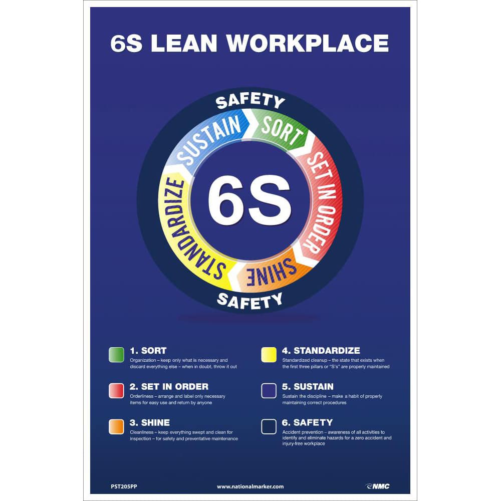 NMC - Training & Safety Awareness Posters; Subject: Teamwork ; Training Program Title: 5S; General Training Series ; Message: 6S Lean Workplace ; Series: Not Applicable ; Language: English ; Background Color: White - Exact Industrial Supply