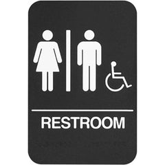 Rockwood - Safety Signs; Message or Graphic: Message & Graphic ; Sign Header: Notice ; Legend: Restroom ; Language: English ; Material: Plastic ; Special Color Properties: No Special Properties - Exact Industrial Supply