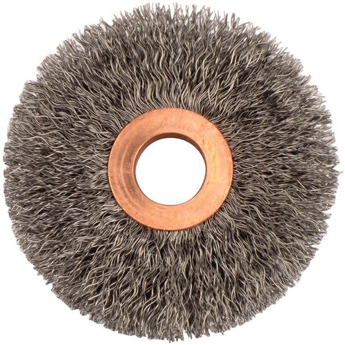 3″ Small Diameter Crimped Wire Wheel, .0118″ Steel Fill, 5/8″ Arbor Hole - USA Tool & Supply