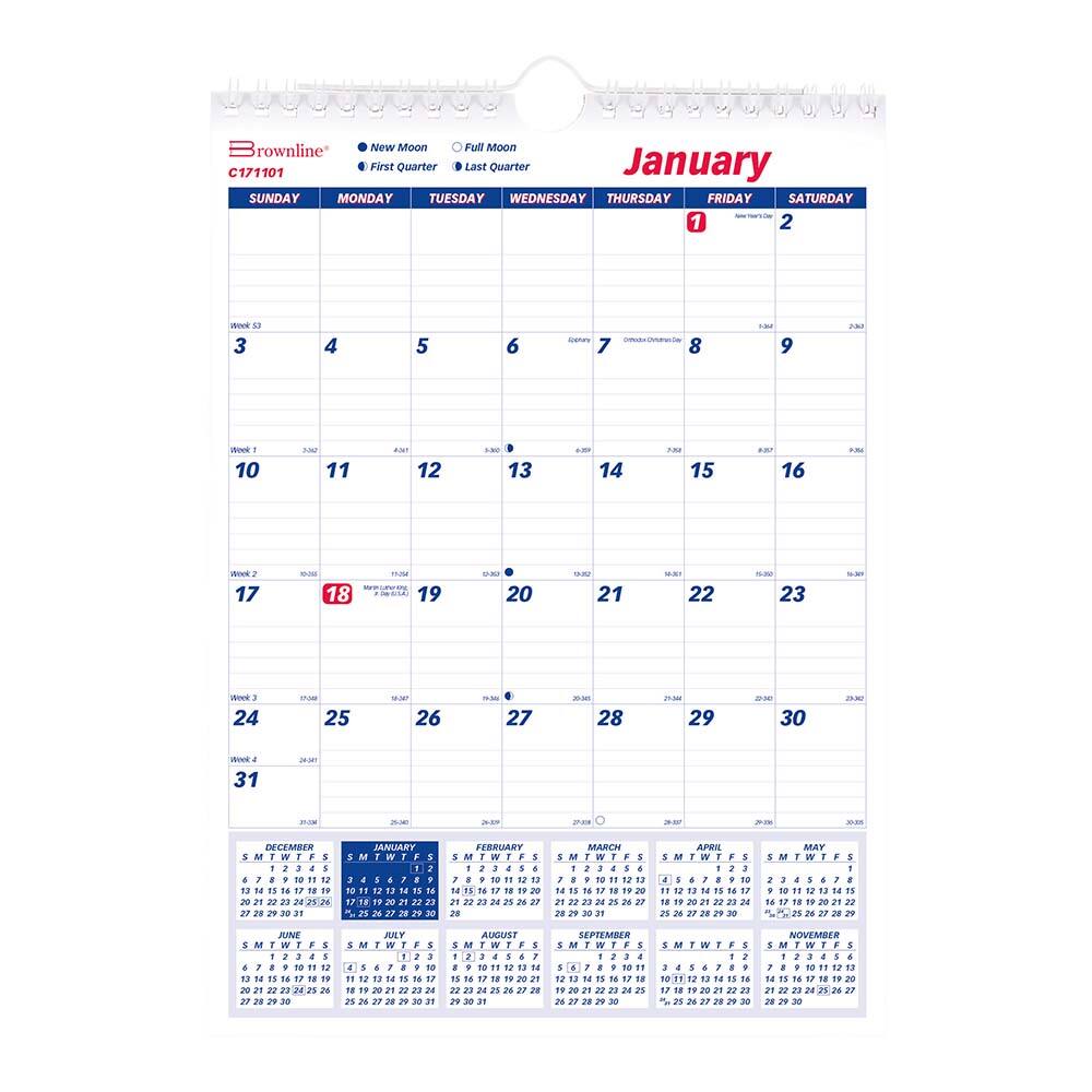 Brownline - Note Pads, Writing Pads & Notebooks Writing Pads & Notebook Type: Wall Calendar Size: 8 x 11 - USA Tool & Supply