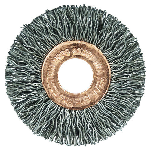 1-1/2″ Small Diameter Crimped Wire Wheel, .008″ Steel Fill, 1/2″ Arbor Hole - USA Tool & Supply