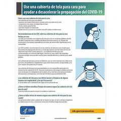 NMC - "COVID-19 - Use Una Cubierta De Tela Para Cara Para Ayudar A Desacelerar La Propagacion Del COVID-19", 12" Wide x 18" High, Vinyl Safety Sign - USA Tool & Supply