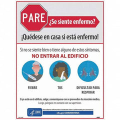 NMC - "PARE - Se Siente Enfermo", 18" Wide x 24" High, Paper Safety Sign - USA Tool & Supply