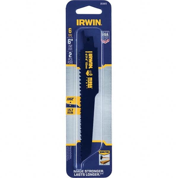 Irwin - Reciprocating Saw Blades Blade Material: Bi-Metal Blade Length (Inch): 6 - USA Tool & Supply