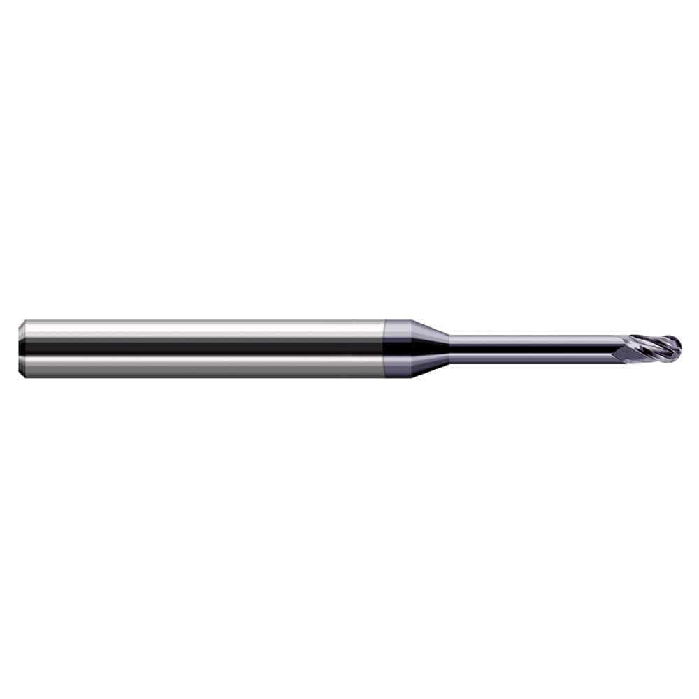 Harvey Tool - 1/64" Diam, 0.022" LOC, 3 Flute Solid Carbide Ball End Mill - Exact Industrial Supply