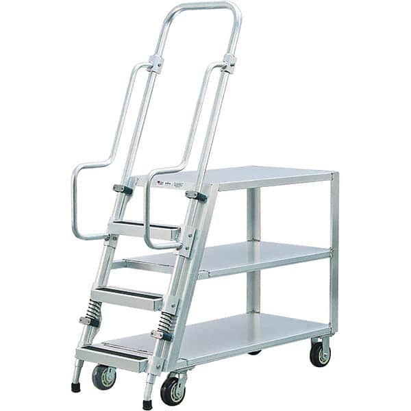 New Age Industrial - 69-1/2" High 800 Lb Capacity 3 Step Stock-Picking Ladder - USA Tool & Supply
