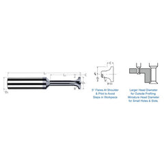 Corner Rounding End Mills - 0.1000″ Radius × 0.5000″ (1/2″) Head Diameter × 1.0000″ (1″) Neck Length Carbide 5° Flare Back Corner Rounding End Mill, 4 Flutes, AlTiN Coated - Exact Industrial Supply