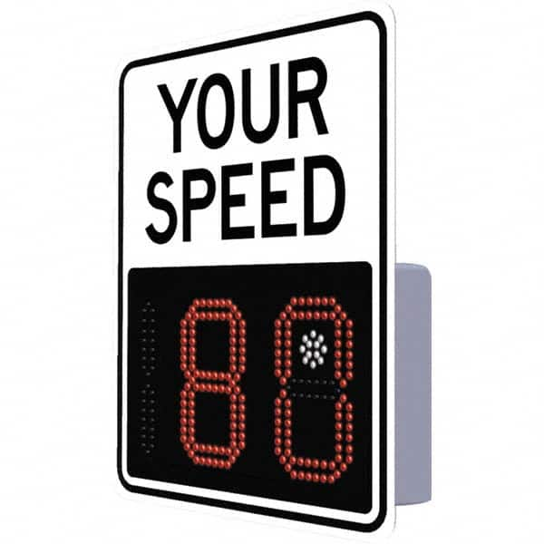 TAPCO - "Your Speed," 29" Wide x 23" High Aluminum Face/Polycarbonate Housing Speed Limit Sign - USA Tool & Supply