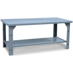 Strong Hold - Stationary Work Benches, Tables Type: Adjustable Leg Top Material: 7 Gauge Steel - USA Tool & Supply