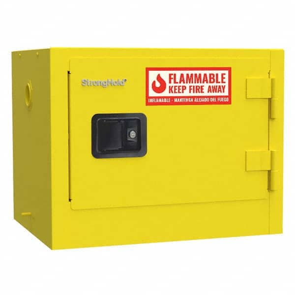 Strong Hold - Safety Cabinets Hazardous Chemical Type: Flammable and Combustible Liquids Color: Yellow - USA Tool & Supply