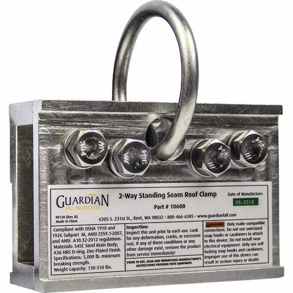 Guardian Fall Protection - Anchors, Grips & Straps Type: Standing Seam Roof Clamp Temporary or Permanent: Temporary - USA Tool & Supply