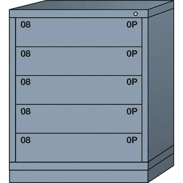 Lyon - 5 Drawer, Standard Mid-Range - Single Drawer Access Cabinet - Steel, 30" Wide x 28-1/4" Deep x 37-15/79" High, Dove Gray - USA Tool & Supply