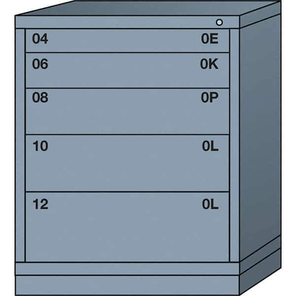 Lyon - 5 Drawer, Standard Mid-Range - Multiple Drawer Access Cabinet - Steel, 30" Wide x 28-1/4" Deep x 37-15/79" High, Dove Gray - USA Tool & Supply