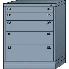 Lyon - 5 Drawer, Standard Mid-Range - Single Drawer Access Cabinet - Steel, 30" Wide x 28-1/4" Deep x 37-15/79" High, Dove Gray - USA Tool & Supply