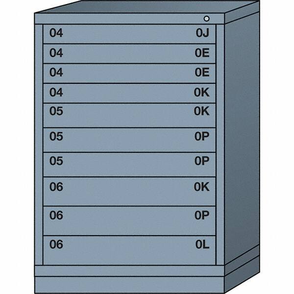 Lyon - 10 Drawer, Standard Counter - Multiple Drawer Access Cabinet - Steel, 30" Wide x 28-1/4" Deep x 44-1/4" High, Dove Gray - USA Tool & Supply