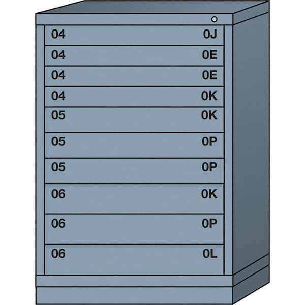 Lyon - 10 Drawer, Standard Counter - Single Drawer Access Cabinet - Steel, 30" Wide x 28-1/4" Deep x 44-1/4" High, Dove Gray - USA Tool & Supply