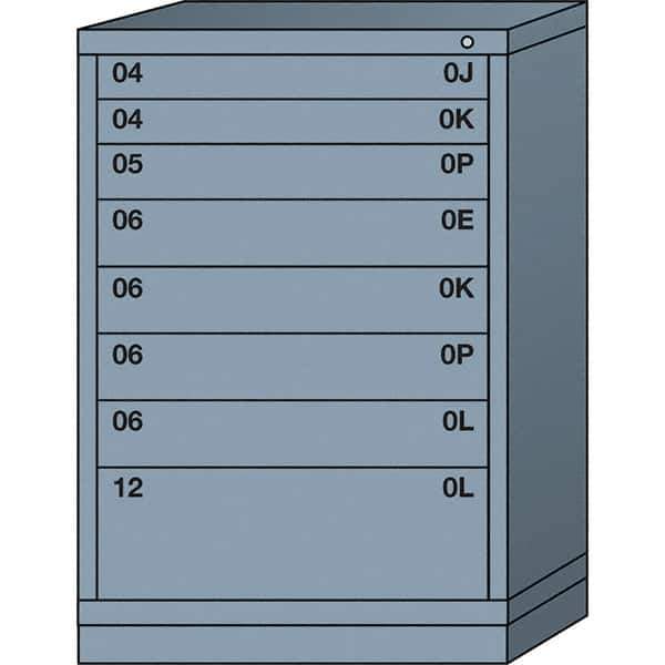 Lyon - 8 Drawer, Standard Counter - Multiple Drawer Access Cabinet - Steel, 30" Wide x 28-1/4" Deep x 44-1/4" High, Dove Gray - USA Tool & Supply
