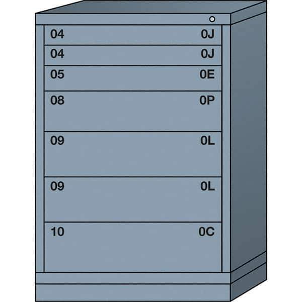 Lyon - 7 Drawer, Standard Counter - Single Drawer Access Cabinet - Steel, 30" Wide x 28-1/4" Deep x 44-1/4" High, Dove Gray - USA Tool & Supply