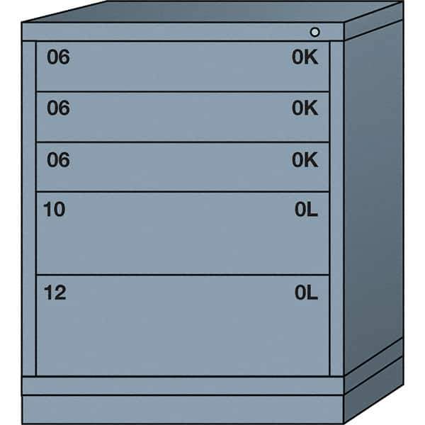 Lyon - 5 Drawer, Standard Mid-Range - Multiple Drawer Access Cabinet - Steel, 30" Wide x 28-1/4" Deep x 37-15/79" High, Dove Gray - USA Tool & Supply