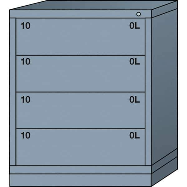 Lyon - 4 Drawer, Standard Mid-Range - Single Drawer Access Cabinet - Steel, 30" Wide x 28-1/4" Deep x 37-15/79" High, Dove Gray - USA Tool & Supply