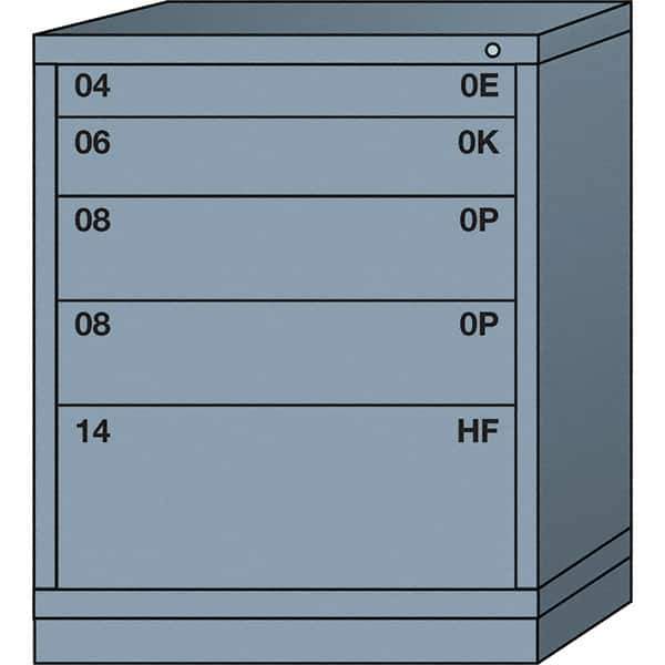 Lyon - 5 Drawer, Standard Mid-Range - Multiple Drawer Access Cabinet - Steel, 30" Wide x 28-1/4" Deep x 37-15/79" High, Dove Gray - USA Tool & Supply