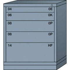 Lyon - 5 Drawer, Standard Mid-Range - Single Drawer Access Cabinet - Steel, 30" Wide x 28-1/4" Deep x 37-15/79" High, Dove Gray - USA Tool & Supply