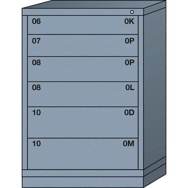 Lyon - 6 Drawer, Standard Counter - Single Drawer Access Cabinet - Steel, 30" Wide x 28-1/4" Deep x 44-1/4" High, Dove Gray - USA Tool & Supply