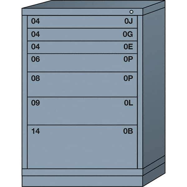 Lyon - 7 Drawer, Standard Counter - Single Drawer Access Cabinet - Steel, 30" Wide x 28-1/4" Deep x 44-1/4" High, Dove Gray - USA Tool & Supply