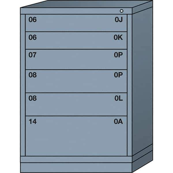 Lyon - 6 Drawer, Standard Counter - Single Drawer Access Cabinet - Steel, 30" Wide x 28-1/4" Deep x 44-1/4" High, Dove Gray - USA Tool & Supply
