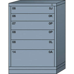 Lyon - 6 Drawer, Standard Counter - Single Drawer Access Cabinet - Steel, 30" Wide x 28-1/4" Deep x 44-1/4" High, Dove Gray - USA Tool & Supply