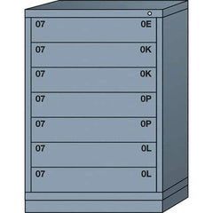 Lyon - 7 Drawer, Standard Counter - Single Drawer Access Cabinet - Steel, 30" Wide x 28-1/4" Deep x 44-1/4" High, Dove Gray - USA Tool & Supply
