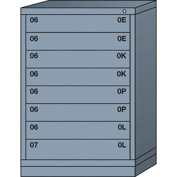 Lyon - 8 Drawer, Standard Counter - Multiple Drawer Access Cabinet - Steel, 30" Wide x 28-1/4" Deep x 44-1/4" High, Dove Gray - USA Tool & Supply