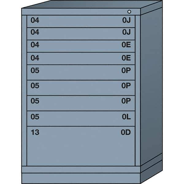 Lyon - 9 Drawer, Standard Counter - Multiple Drawer Access Cabinet - Steel, 30" Wide x 28-1/4" Deep x 44-1/4" High, Dove Gray - USA Tool & Supply