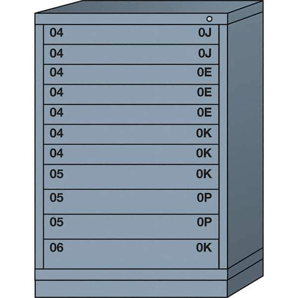 Lyon - 11 Drawer, Standard Counter - Single Drawer Access Cabinet - Steel, 30" Wide x 28-1/4" Deep x 44-1/4" High, Dove Gray - USA Tool & Supply