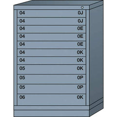 Lyon - 11 Drawer, Standard Counter - Single Drawer Access Cabinet - Steel, 30" Wide x 28-1/4" Deep x 44-1/4" High, Dove Gray - USA Tool & Supply