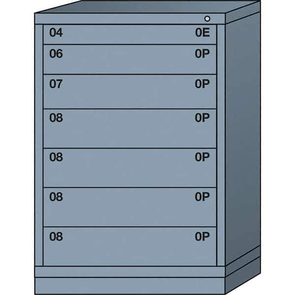 Lyon - 7 Drawer, Standard Counter - Multiple Drawer Access Cabinet - Steel, 30" Wide x 28-1/4" Deep x 44-1/4" High, Dove Gray - USA Tool & Supply