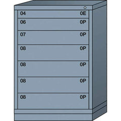 Lyon - 7 Drawer, Standard Counter - Single Drawer Access Cabinet - Steel, 30" Wide x 28-1/4" Deep x 44-1/4" High, Dove Gray - USA Tool & Supply