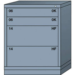 Lyon - 4 Drawer, Standard Counter - Single Drawer Access Cabinet - Steel, 30" Wide x 28-1/4" Deep x 37-15/79" High, Dove Gray - USA Tool & Supply