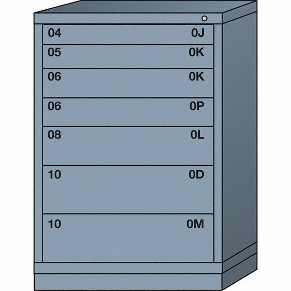 Lyon - 7 Drawer, Standard Counter - Single Drawer Access Cabinet - Steel, 30" Wide x 28-1/4" Deep x 44-1/4" High, Dove Gray - USA Tool & Supply