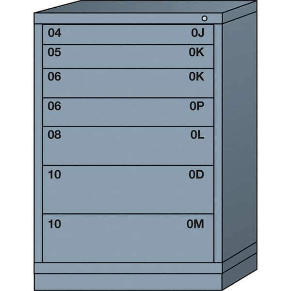 Lyon - 7 Drawer, Standard Counter - Multiple Drawer Access Cabinet - Steel, 30" Wide x 28-1/4" Deep x 44-1/4" High, Dove Gray - USA Tool & Supply