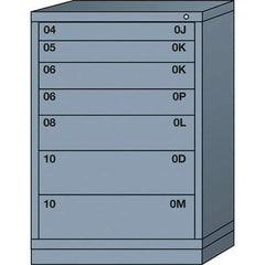 Lyon - 7 Drawer, Standard Counter - Multiple Drawer Access Cabinet - Steel, 30" Wide x 28-1/4" Deep x 44-1/4" High, Dove Gray - USA Tool & Supply