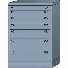 Lyon - 7 Drawer, Standard Counter - Single Drawer Access Cabinet - Steel, 30" Wide x 28-1/4" Deep x 44-1/4" High, Dove Gray - USA Tool & Supply