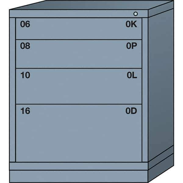 Lyon - 4 Drawer, Standard Mid-Range - Multiple Drawer Access Cabinet - Steel, 30" Wide x 28-1/4" Deep x 37-15/79" High, Dove Gray - USA Tool & Supply