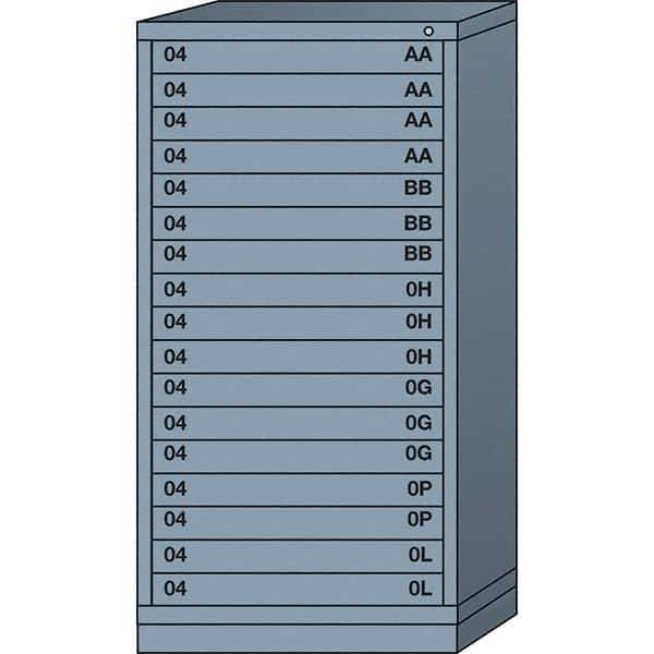 Lyon - 17 Drawer, Standard Eye-Level - Single Drawer Access Cabinet - Steel, 30" Wide x 28-1/4" Deep x 59-1/4" High, Dove Gray - USA Tool & Supply