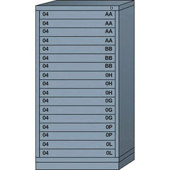 Lyon - 17 Drawer, Standard Eye-Level - Multiple Drawer Access Cabinet - Steel, 30" Wide x 28-1/4" Deep x 59-1/4" High, Dove Gray - USA Tool & Supply