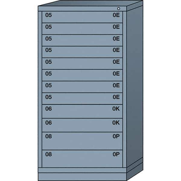 Lyon - 12 Drawer, Standard Eye-Level - Single Drawer Access Cabinet - Steel, 30" Wide x 28-1/4" Deep x 59-1/4" High, Dove Gray - USA Tool & Supply